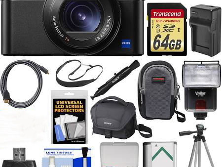 Sony Cyber-Shot DSC-RX100 VA 4K Wi-Fi Digital Camera with 64GB Card + Case + Flash + Battery & Charger + Tripod + Strap + Kit Sale