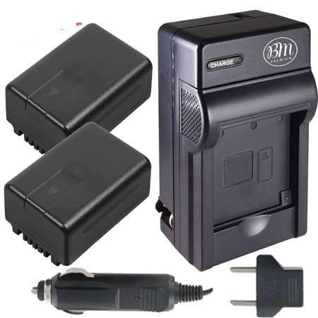 BM Premium 2-Pack of VW-VBT190 Batteries and Battery Charger for Panasonic For Sale