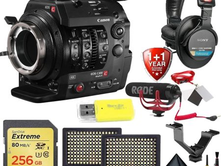 Canon Cinema EOS C300 Mark II Camcorder Body (PL Lens Mount) with Sandisk 256GB | Rode Mic | Sony Headphones & More Essential Package Cheap