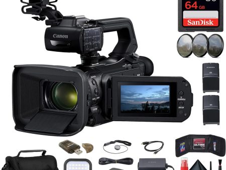 Canon XA70 UHD 4K30 Camcorder with Dual-Pixel Autofocus (5736C002) + 64GB Memory Card + Battery + Charger + Filter Kit + Bag + LED Light + Card Reader + HDMI Cable + More (Renewed) Sale