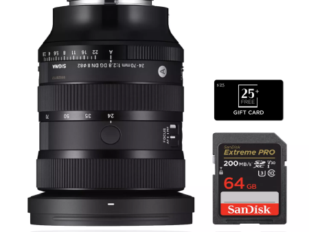 Sigma 24-70MM F2.8 DG DN II ART Lens Sony E Mount Bundle with SanDisk 64GB SD + BuyDirect & Save Gift Card - $25.00 Online now