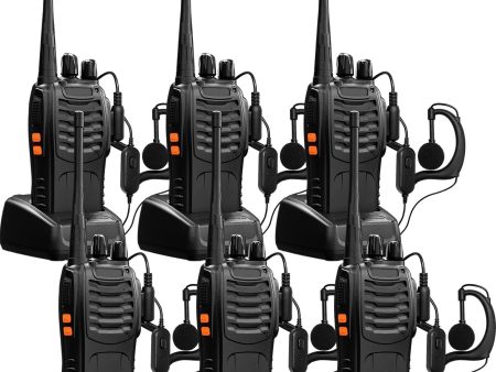 NJA Long Range Walkie Talkie for Adults with Earpiece, 16 Channel 2 Way Rechargeable Handheld Radio with Flashlight, Lithium-Ion Battery and Charger (6 Pack) Cheap