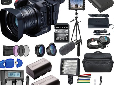 Canon XC10 4K Professional Camcorder W  Sony ECM-VG1, Tripod, Padded Case, LED Light, 128GB, Monitor & Supreme Bundle For Cheap