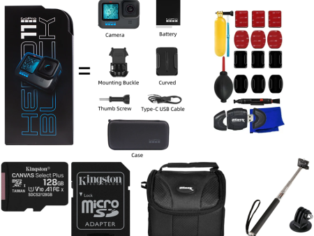 GoPro HERO11 Black Mini Hero 11 Mega Accessory Kit Includes: 1x128GB w Monopod Tripod Bundle Supply