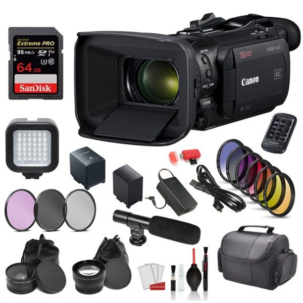 Canon Vixia HF G60 UHD 4K Camcorder Extreme Bundle With 64 GB and Led Light Online Hot Sale