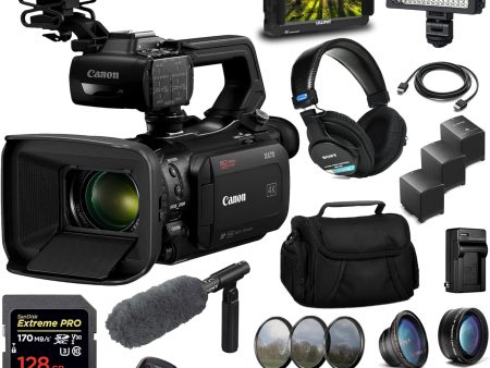 Canon XA70 UHD 4K30 Camcorder with Dual-Pixel Autofocus (5736C002) + ECM-VG1 Microphone, MDR-7506 Headphones, HD Video Monitor, 128GB Card, 2 Extra Batteries, Extra Charger, Filters, & More (Renewed) Sale