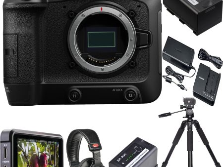 Canon EOS C70 Cinema Camera (RF Lens Mount) with Atomos Ninja V 5 | Sony Headphones |Spare Battery & Tripod Bundle Fashion