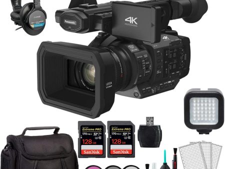 Panasonic HC-X1 4K Ultra HD Professional Camcorder w  2x 128GB Sandisk Extreme Pro, PRO Headphones, Led Light, Carrying Bag, Filters Bundle Online now