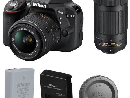 Nikon D3300 D3500 DSLR Camera with 18-55mm VR II and 55-200mm VR Lenses (Like New 9 10) Supply