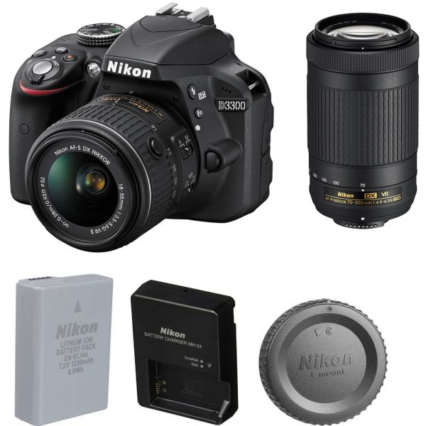 Nikon D3300 D3500 DSLR Camera with 18-55mm VR II and 55-200mm VR Lenses (Like New 9 10) Supply