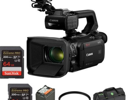 Canon XA75 UHD 4K Camcorder Kit with BP-828 Battery, 2 64GB Cards, UV Filter & Bag For Sale