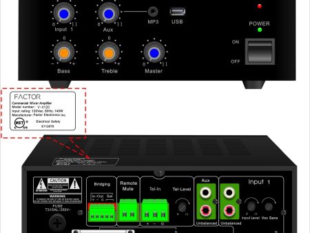 Factor V-4120 Commercial Mixer Amplifiers Fashion