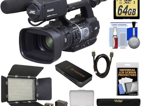 JVC GY-HM620U ProHD Professional Mobile News Camcorder with Microphone + 64GB Card + LED Video Light + 3 Filters + HDMI Cable + Kit Discount