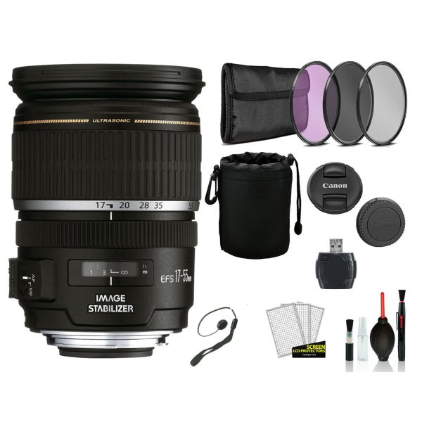 Canon EF-S 17-55mm f 2.8 IS USM Lens Deluxe Bundle For Sale