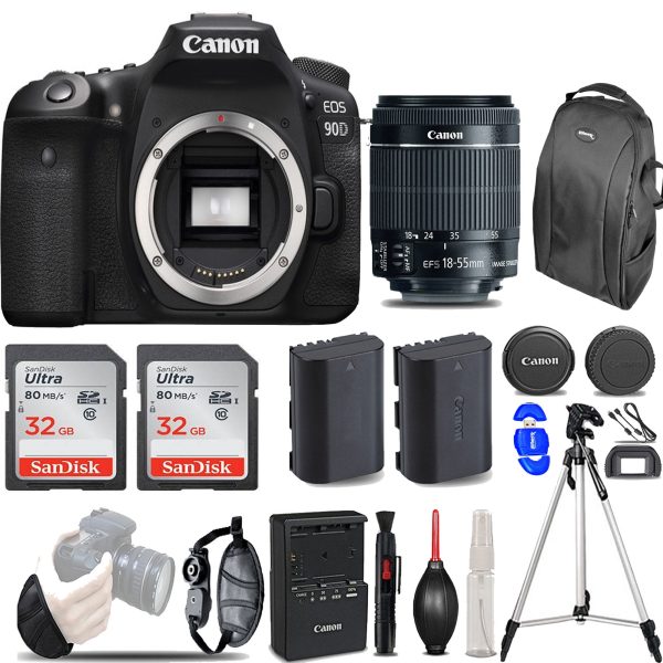 Canon EOS 90D DSLR Camera with 18-55mm Lens with 64GB Starter Bundle on Sale