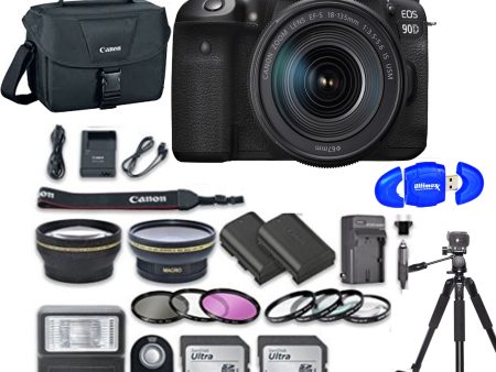 Canon EOS 90D DSLR Camera with 18-135mm Lens with 2x Sandisk 32GB Memory Cards | Canon EOS Case | Tripod | & More Discount