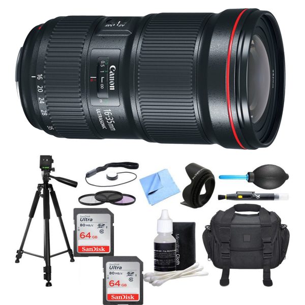 Canon EF 16-35mm f 2.8L III USM Lens with 2x Sandisk 64GB Memory Cards | Case | Tripod & More Discount