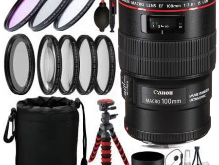 Canon EF 100mm f 2.8L Macro IS USM Lens with Accessory Bundle on Sale