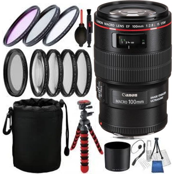 Canon EF 100mm f 2.8L Macro IS USM Lens with Accessory Bundle on Sale