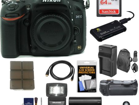 Nikon D600 DSLR Camera (Body Only) with 64GB Card | Sling Case | Flash | Grip| Battery & Charger + Remote Kit Supply