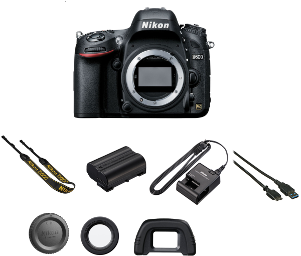 Nikon D600 DSLR Camera (Body Only) with 64GB Card | Sling Case | Flash | Grip| Battery & Charger + Remote Kit Supply