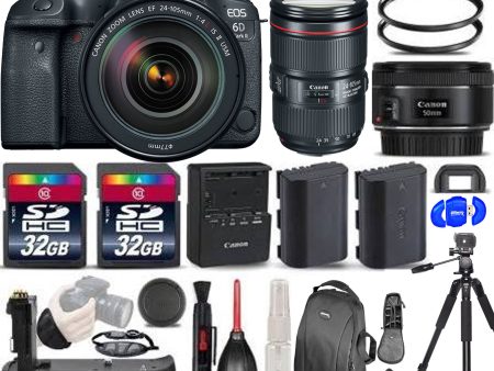 Canon EOS 6D Mark II DSLR Camera with 24-105mm f 4L II Lens |50mm 1.8 | 2X 32GB Memory Cards | Battery Grip & More Online Hot Sale