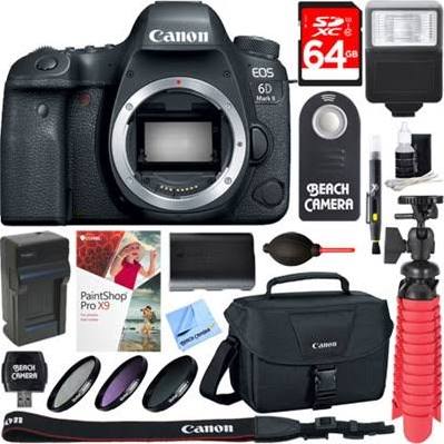 Canon EOS 6D Mark II DSLR Camera (Body Only) with 64GB Accessory Bundle Supply