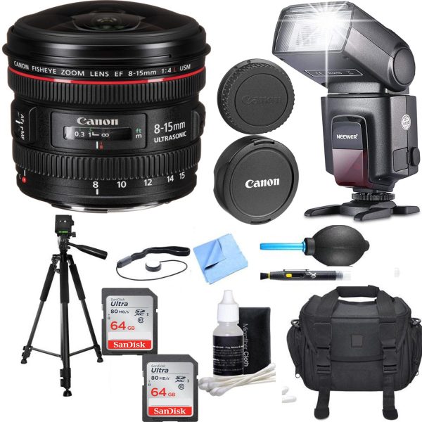 Canon EF 8-15mm f 4L Fisheye USM Lens Sandisk 2x 64GB Memory Cards Package Online Sale