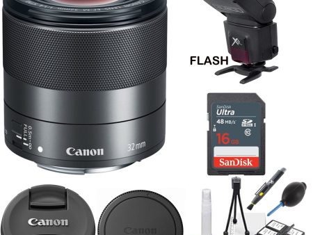 Canon EF-M 32mm f 1.4 STM Lens with 16GB Memory Card | Flash | Cleaning Kit For Sale