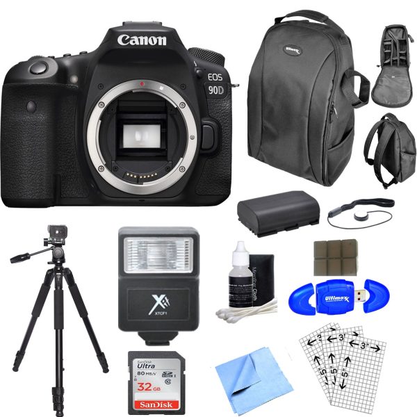 Canon EOS 90D DSLR Camera (Body Only) With 32GB Memory Card | DSLR Backpack | Spare Battery & More on Sale