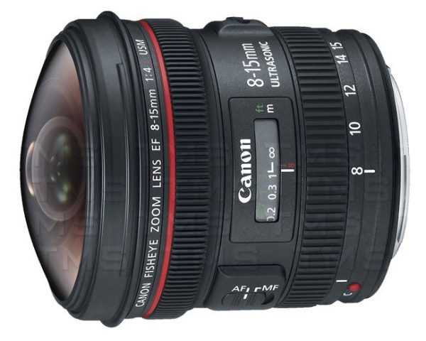 Canon EF 8-15mm f 4L Fisheye USM Lens with Lens Adapter | Lens Calibration & Microphone Kit on Sale