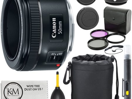 Canon EF 50mm f 1.8 STM Lens + 3pc Filter Kit + Lens Pen + Blower + Hood + Lens Pouch + Cap Keeper Discount