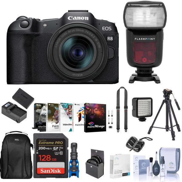 Canon EOS R8 Camera with RF 24-50mm f 4.5-6.3 IS STM Lens, Photography Bundle Fashion