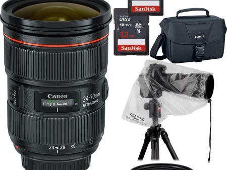 Canon EF 24-70mm f 2.8L II USM Lens with 2x 32GB MCs | Filter kit | Canon Case & Lens Rain Protection Online