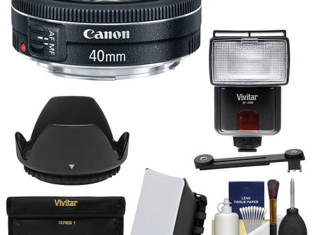 Canon 40mm f 2.8 EF STM Lens Flash Kit W  Light Diffuser & More Fashion