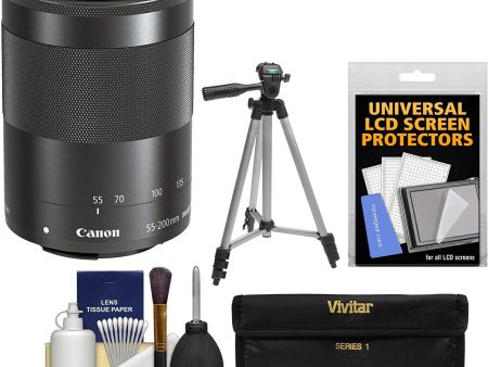 Canon EF-M 55-200mm f 4.5-6.3 is STM Lens with Tripod 3 UV CPL ND8 Filters Bundle For Sale