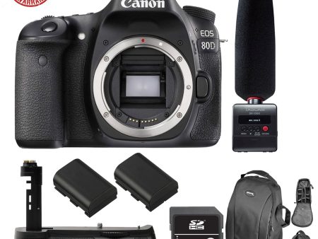 Canon EOS 80D DSLR Camera (Body Only) + Tascam DR-10SG Audio Recorder & Microphone Kit For Discount