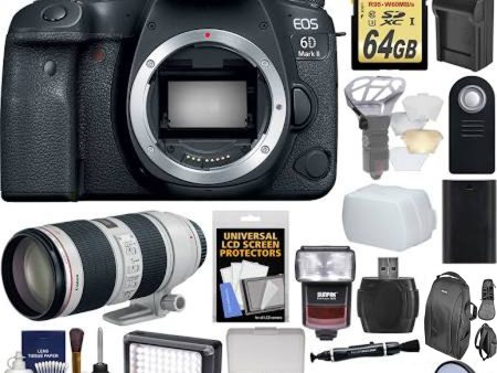 Canon Eos 6D Mark II Wi-Fi Digital SLR Camera Body with EF Canon 70-200mm f 2.8 L Is II Lens + 64GB Card + Backpack + Flash + Battery & Charger Supreme Bundle Cheap