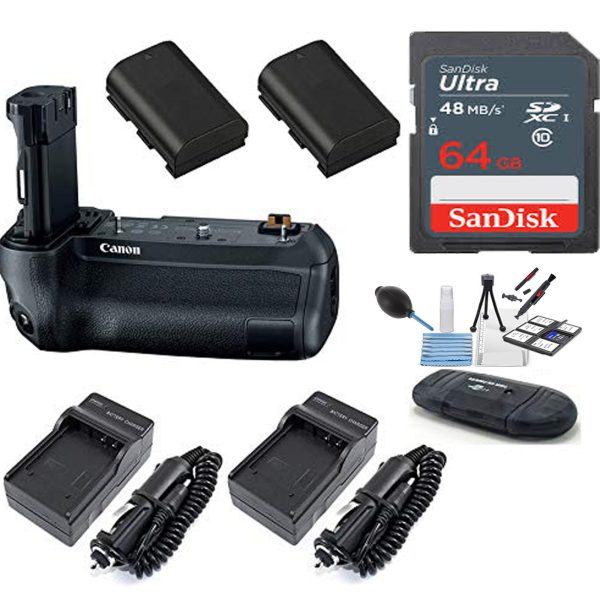 Canon BG-E22 Battery Grip with SanDisk 64GB SDXC Card |2 Batteries |2 AC DC Travel Chargers More Online now