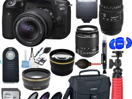 Canon EOS 90D DSLR Camera with 18-55mm & 70-300mm Dual Lens Bundle & Additional Accessories Fashion