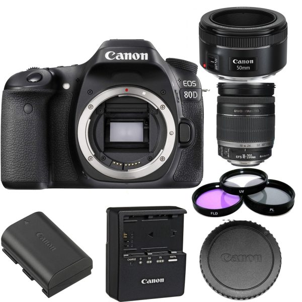 Canon EOS 80D with 18-200mm IS Lens & Canon EF 50mm f 1.8 STM Lens with Filter Kit on Sale