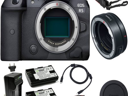 Canon EOS R6 Mirrorless Digital Camera (Body Only) with Mount Adapter EF-EOS R | 2x Spare Batteries + AC DC Charger Bundle Battery | Charger Online Sale