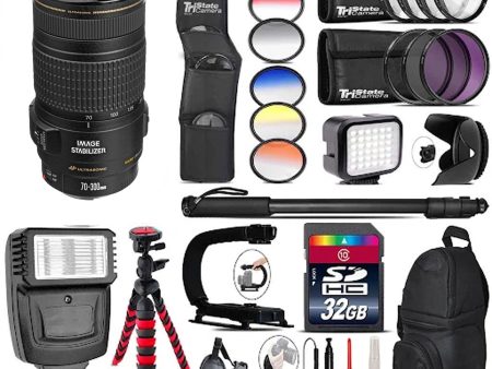 Canon 70-300mm f 4-5.6 EF IS USM Lens Supreme Bundle With Hand Stabilizers For Discount