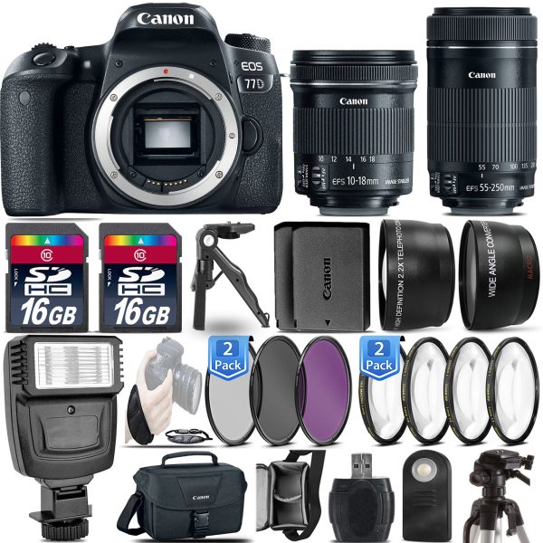 Canon EOS 77D DSLR Camera with Canon 10-18mm STM & Canon 55-250mm STM Supreme Bundle For Discount