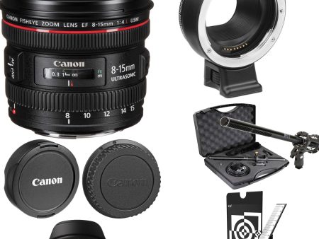 Canon EF 8-15mm f 4L Fisheye USM Lens with Lens Adapter | Lens Calibration & Microphone Kit on Sale