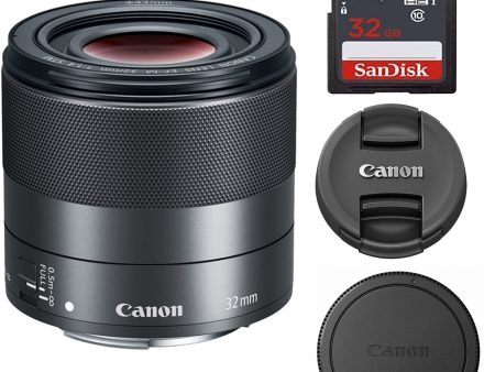 Canon EF-M 32mm f 1.4 STM Lens (2439C002) with Sandisk 32GB SD Memory Card Online Hot Sale