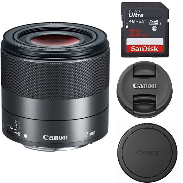 Canon EF-M 32mm f 1.4 STM Lens (2439C002) with Sandisk 32GB SD Memory Card Online Hot Sale