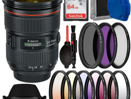 Canon EF 24-70mm f 2.8L II USM Lens with Sandisk 64GB Starter Kit For Discount