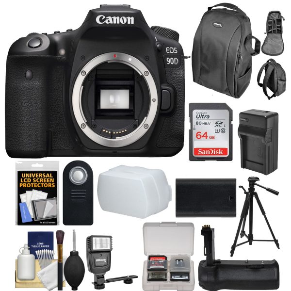 Canon EOS 90D DSLR Camera (Body Only) With Sandisk 64GB MC | Battery Grip | & More For Cheap