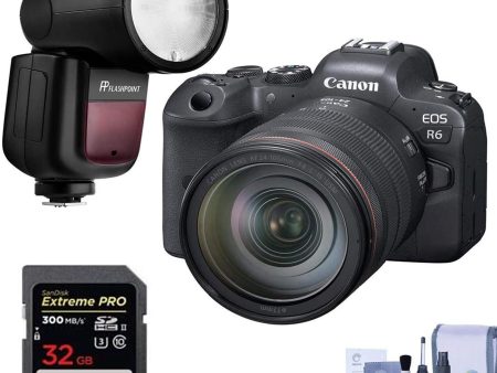 Canon EOS R6 Mirrorless Digital Camera with 24-105mm f 4L Lens & External Flash Bundle Fashion